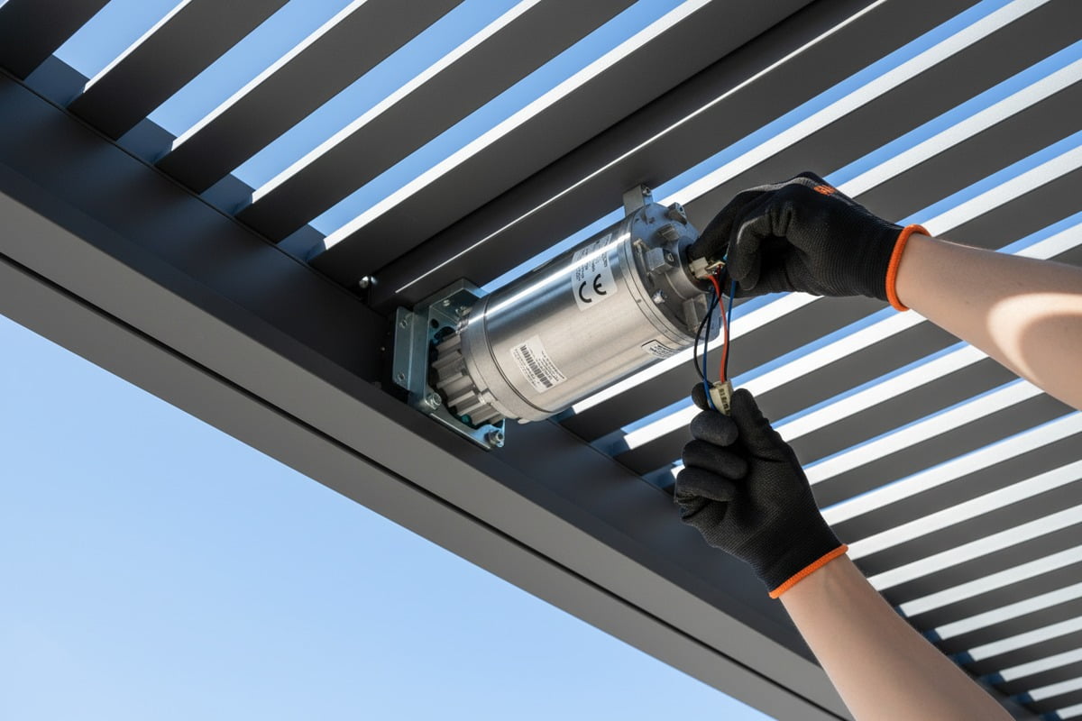 Automated pergola motor system with CE certification and IP54 ingress protection rating (ID#4)