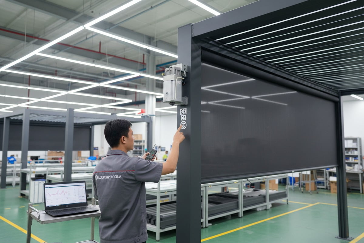 CE marking and electrical safety certifications for motorized pergola components in European distribution (ID#4)