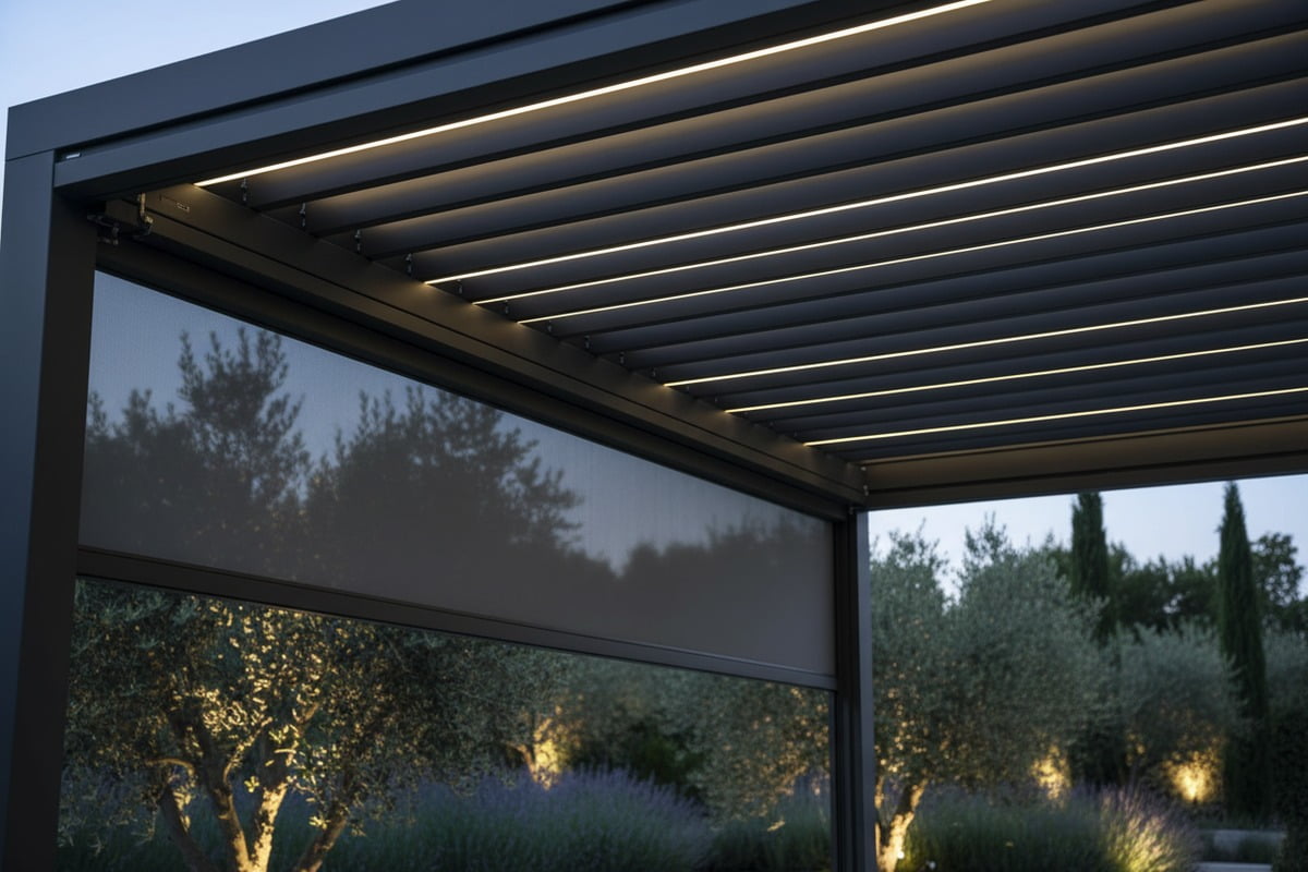 Trending European Pergola Styles Trending bioclimatic louvered and wall-mounted aluminum pergola styles in Europe (ID#2)
