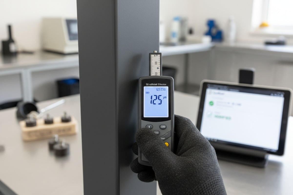 Verifying Qualicoat standards for aluminum pergola powder coating through license checks and batch reports (ID#2)