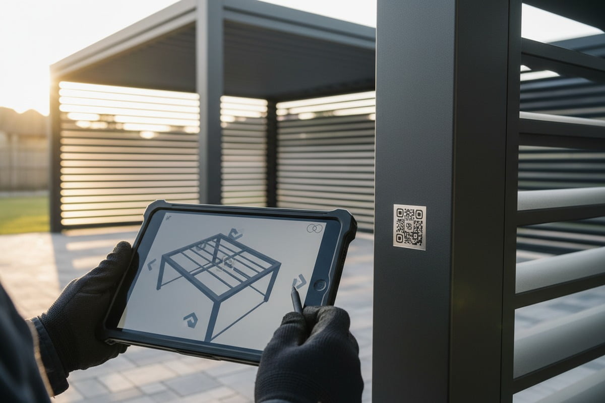 Verifying supplier 3D instructional videos and QR codes for pergola installation guidance (ID#3)