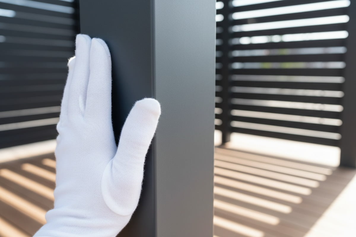Physical inspection of aluminum pergola profiles for surface pitting and color consistency (ID#2)