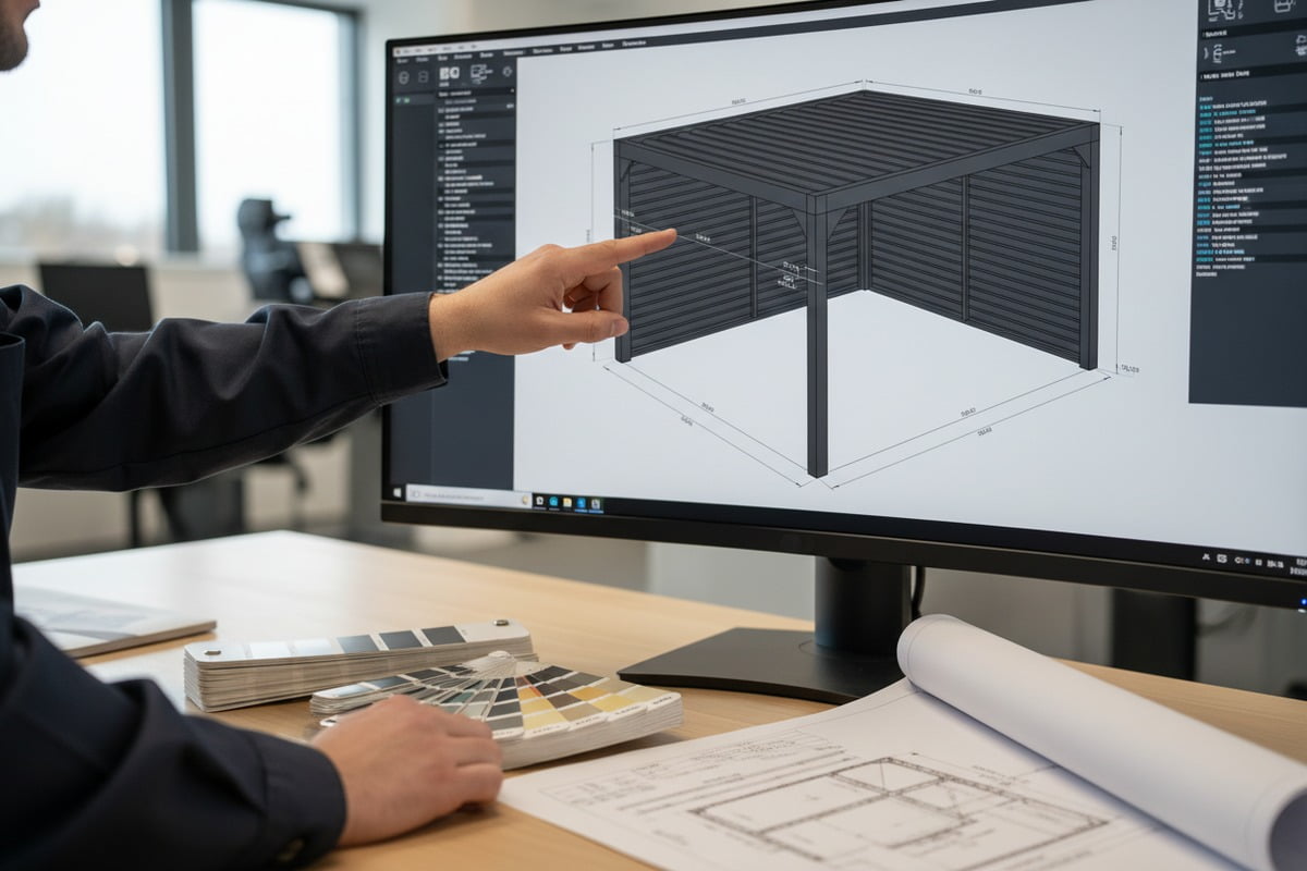 Submitting technical drawings and RAL color specifications for custom aluminum pergola manufacturing (ID#2)