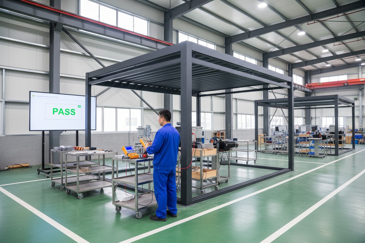 Electrical safety tests including dielectric strength and IP rating for European market pergolas (ID#3)