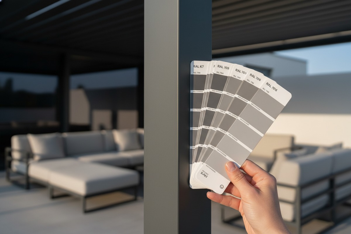 Custom RAL color powder coating and multilingual installation guides for aluminum pergolas (ID#4)