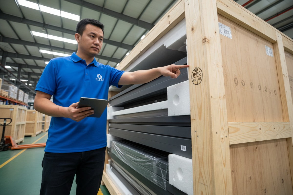 Verifying EU ISPM 15 compliance for aluminum pergola wood packaging materials (ID#1)