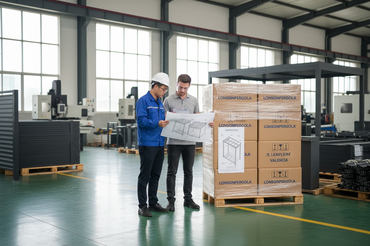 Coordinating with Chinese suppliers to schedule factory inspections for aluminum pergola production (ID#2)