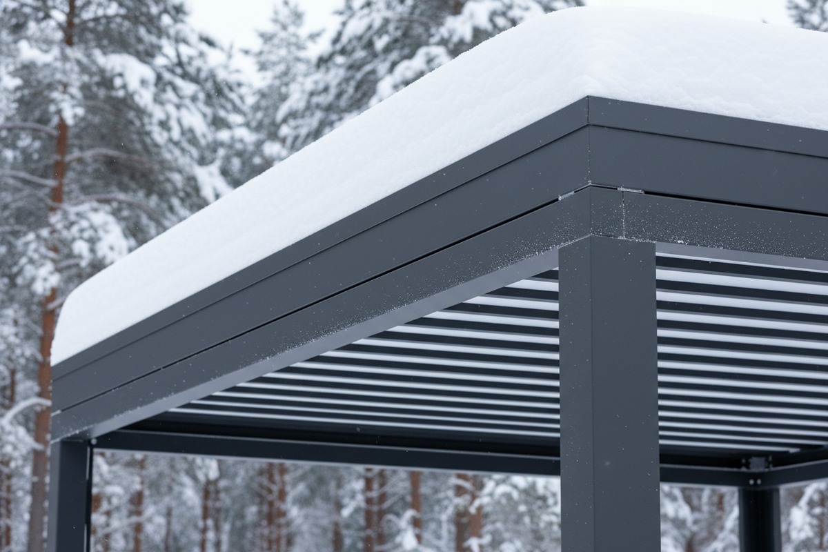 Structural calculations for aluminum pergola snow load resistance in Nordic winter conditions (ID#2)
