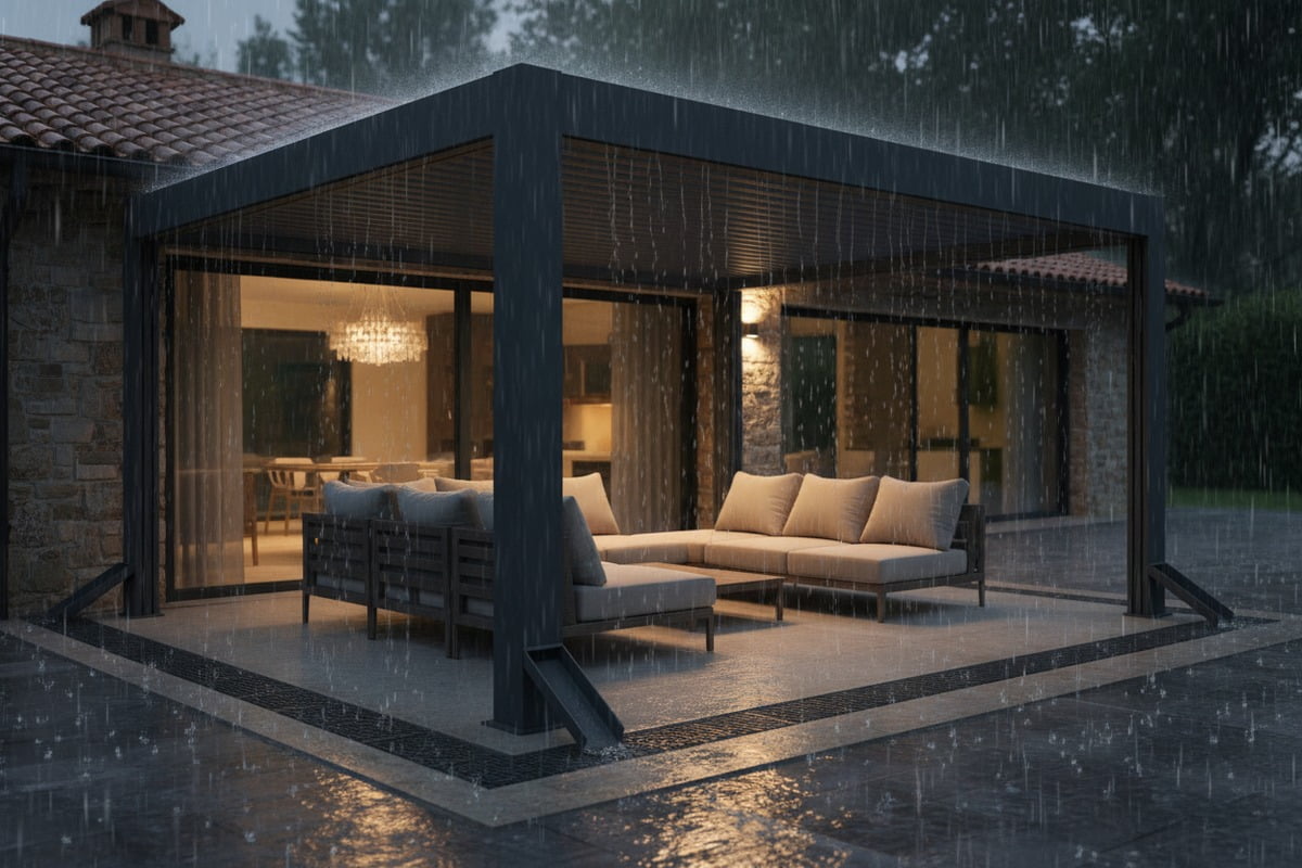 Customizing drainage capacity to meet specific local rainfall requirements for aluminum pergolas (ID#5)