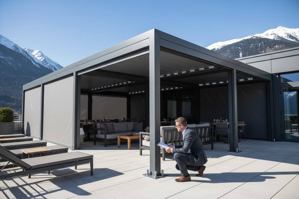Reducing legal liability and insurance risks by choosing TÜV certified pergola manufacturers (ID#5)