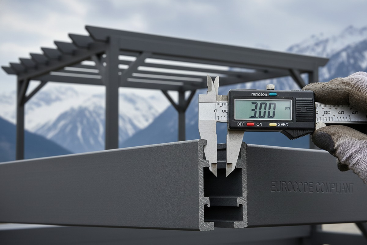 Pergola Structural Load Resistance Durable aluminium pergola profiles with thick walls for wind and snow load resistance (ID#2)