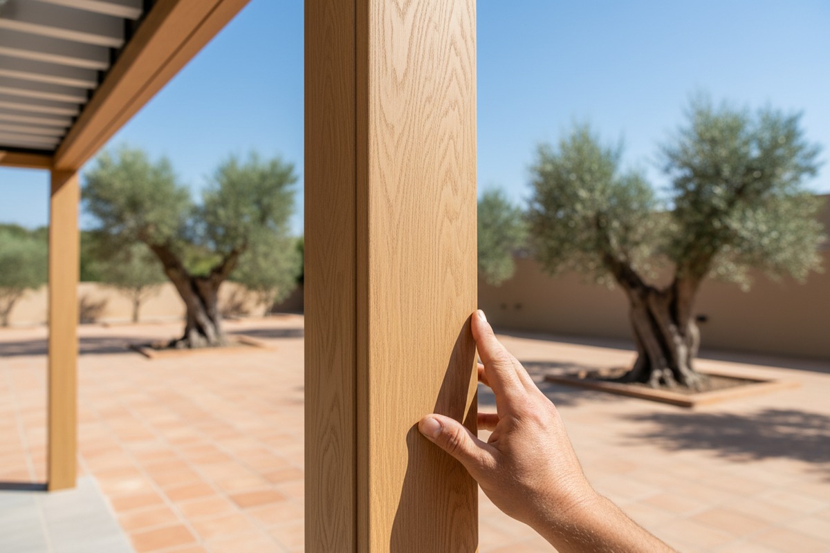 Durable aluminum pergola with realistic woodgrain finish offering superior longevity and zero rot (ID#2)