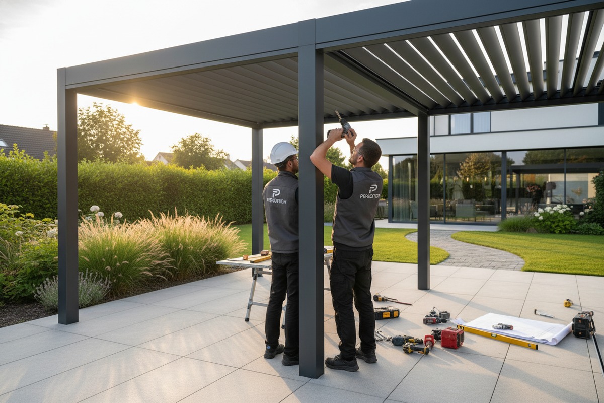 Pre-engineered aluminum pergola components designed for simplified installation and faster project turnaround (ID#4)