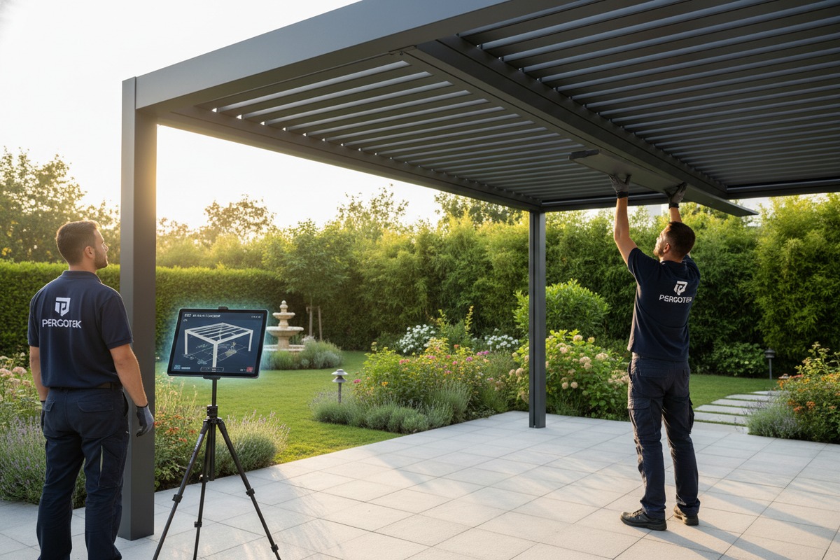 Technical support and 3D animated installation guides for efficient aluminum pergola setup (ID#5)