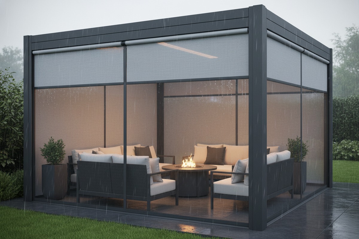 Secure Pergola Shipping Protection Secure foam-padded crating and individual profile wrapping for safe delivery of aluminum pergola components (ID#5)