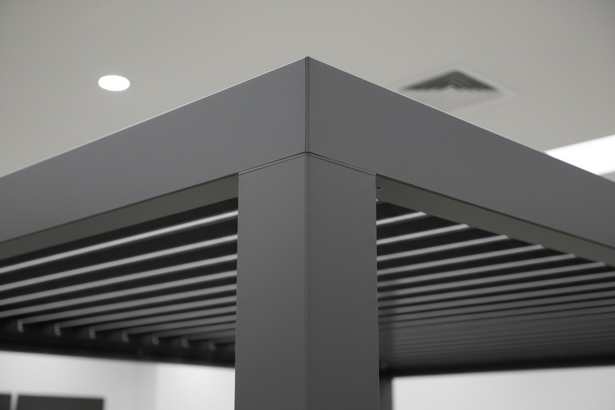 Hidden Structural Pergola Features Concealed bolt connections and internal drainage channels for a seamless pergola design (ID#3)