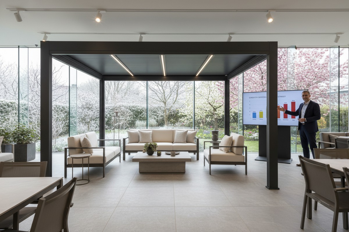 Aluminum pergola seasonal sales opportunities for distributors and outdoor living retailers (ID#1)
