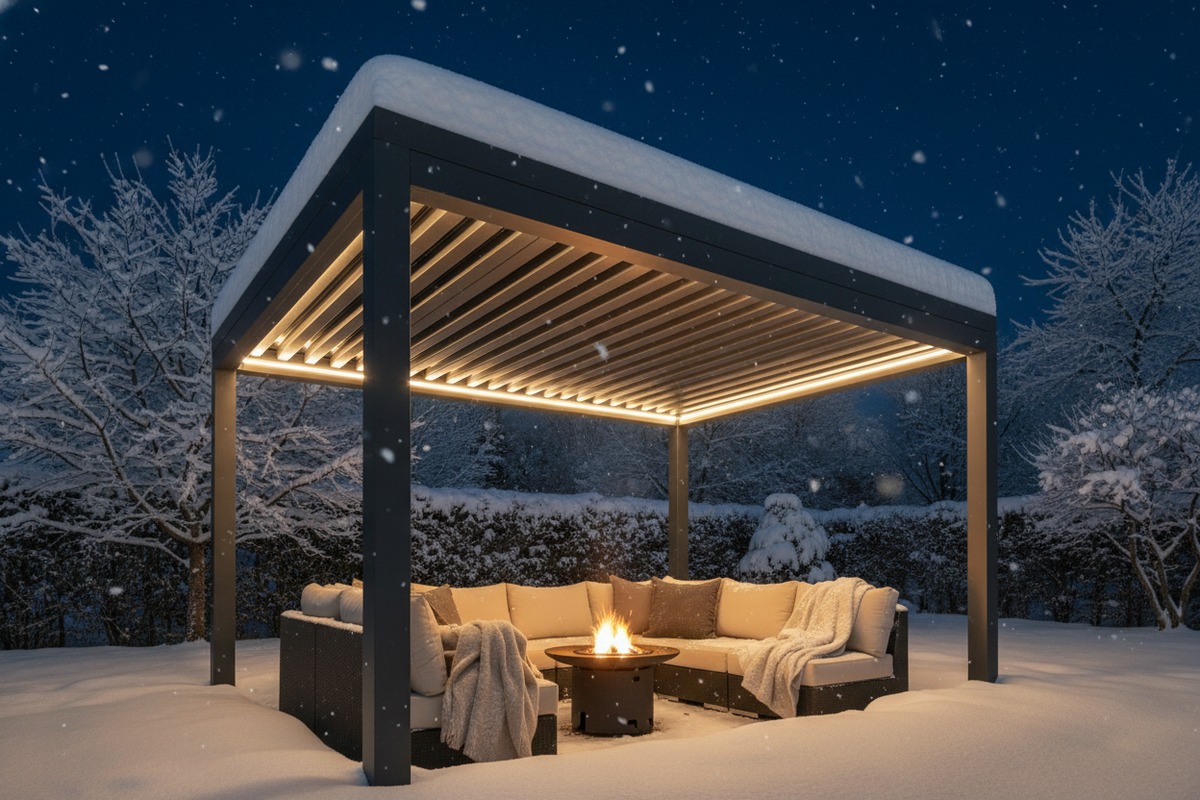 Weather-resistant aluminum pergola features for European winter demand and snow loads (ID#3)